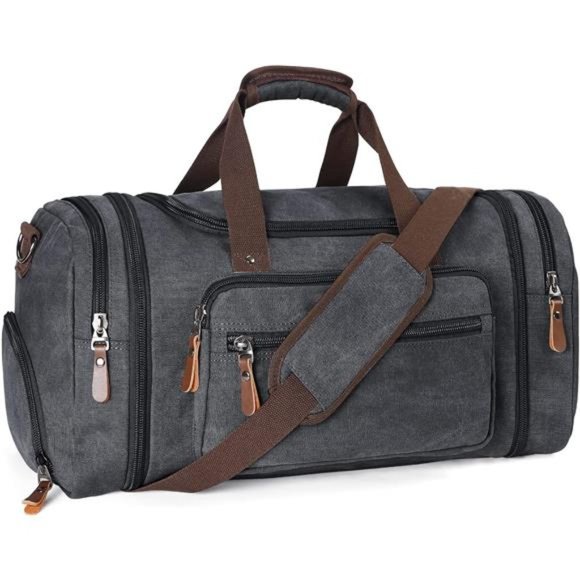 Duffle Bag for Men Canvas Travel Bag with Shoe Compartment- 45L/55L Weekender